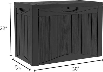 TARKARI 45 Gallon Lockable Resin Deck Box, Waterproof & UV-Resistant Outdoor Storage Box for Outdoor Cushion Storage, Garden Tools & Pool Accessories Storage, Black