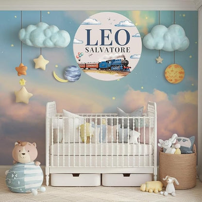 Personalized Wooden Name Signs for Nursery, Train Sign for Baby Door Decor, Newborn Gifts for Boy, Boys Nursery Wall Bedroom Decorations, Mother's Day Gifts for New Mom Dad Gift