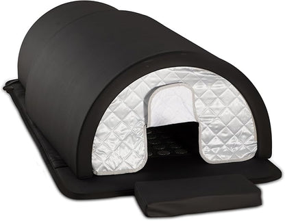 Golden Wave Far Infrared Sauna Dome, with 360° Body Coverage, Professional Home Spa Zero-EMF Unit with Therapeutic Stones, Single Person Use, Black