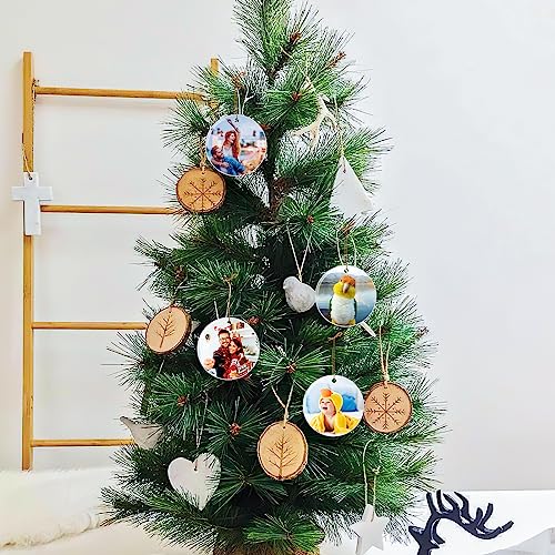 4 Pack Personalized Christmas Ornaments 2025 Ceramic Custom Photo Text Hanging Ornament for Christmas Tree Decorations (4 Count)
