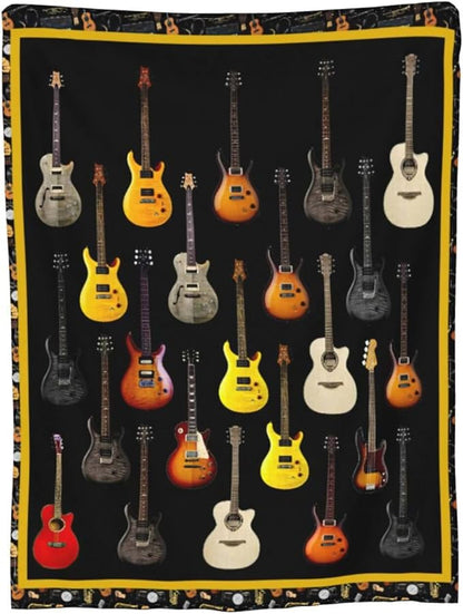 Guitar Throw Blanket - Soft, Cozy, Warm Fleece for Women & Men - Guitar Lovers Gift - 50"X40"