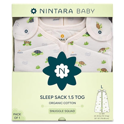 1.5 TOG Sleep Sack - Premium Organic Cotton, Soft, Breathable, Wearable Blanket for Newborns, Infants & Toddlers (12-18 Months), Unisex Baby Sleeping Bag, Gifts for Babies