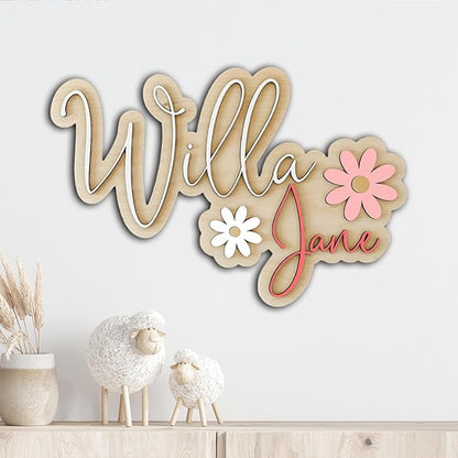 Personalized Daisy Name Sign, Nursery Name Sign, Daisy Nursery Decor, Name Sign for Girl, Custom Wood Name Sign, Floral Nursery Decor, Baby Name Sign, Wooden name signs for nursery gift