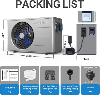 40000 BTU Swimming Pool Heat Pump, 12,000 Gallon Electric Pool Heater Above and Inground Pool,WiFi App Control, Heating or Cooling Pool Heater 220V/60Hz