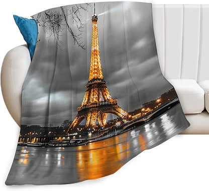 Eiffel Tower Blanket Paris Eiffel Tower Gifts for Girls Boys Woman Kids Lover Throw Blankets Soft Blanket Warm Fleece Flannel Plush Blankets for Bed Sofa Couch 60"x80"