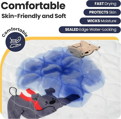 Bed Wetting Pads for Kids & Toddlers, 5 Layer Waterproof Washable Pee Pads, Potty Training Mattress Protector, Absorbent Chuck Pads Non Slip for Kids, Hospitals, Pets, Senior - 40" X 60" Blue, 1 Pack