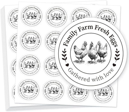 320 Pcs Egg Carton Labels, 2 Inch Round Family Farm Fresh Egg Sticker PET Adhesive Egg Packaging Sticker for Box Container Carton Farm Supplies