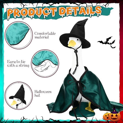 Vinsot Halloween Outdoor Porch Geese Outfit, 23" Patio Yard Porch Desk Goose Coat, Lawn Goose Accessories(Blackish Green, Velvet,Velvet)