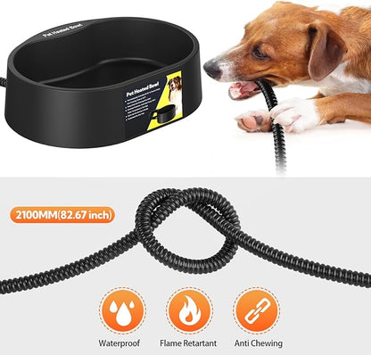 Heated Water Bowl for Dogs and Cats,Large Heated Dog Bowl with Chew Resistant Power, Waterproof Heated Pet Bowls for Outside in Winter,Provide Warmable Water for Dogs, Cats,Birds, (Black