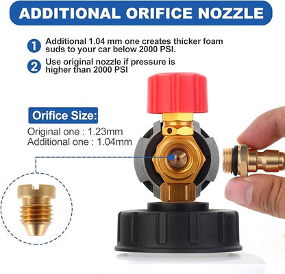 DUSICHIN Foam Cannon Short Pressure Washer Gun 1/4 Inch Quick Connector,5 Pressure Washer Nozzle Tips Car Wash Foam Gun 3/8'' Swivel Quick Connector,M22-14mm M22-15mm Fitting,Not Use with Garden Hose