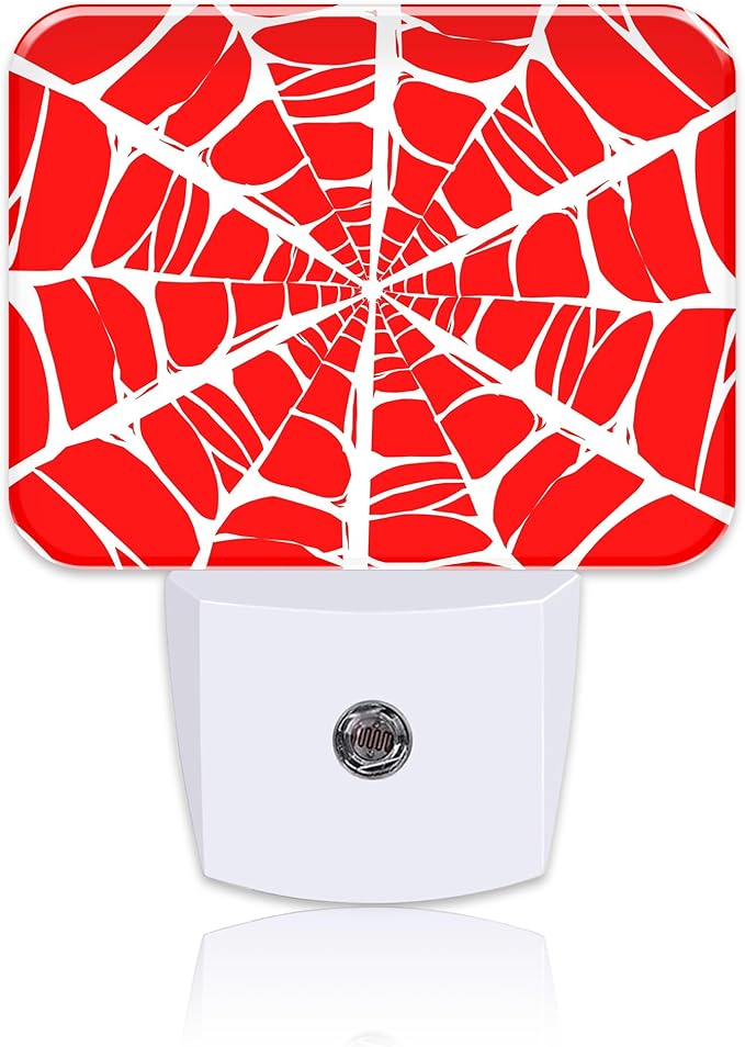 White Spider Web Night Light for Kids, Spider Web LED Night Light Plug into Wall