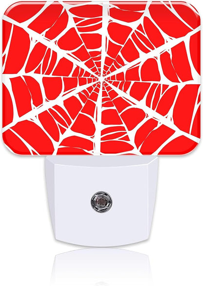 White Spider Web Night Light for Kids, Spider Web LED Night Light Plug into Wall