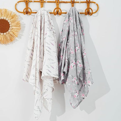 Baby Muslin Swaddle Blankets,2 Pack Receiving Blanket Baby Girl & boy,Large47 x 43 inches,Soft & Skin Friendly Swaddle Blanket Wrap(Florals)