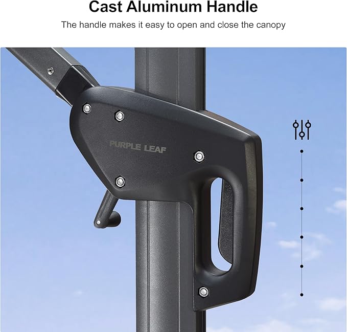 PURPLE LEAF 10 Feet Patio Umbrella Outdoor Cantilever Square Umbrella Aluminum Offset Umbrella with 360-degree Rotation for Garden Deck Pool Patio Terra
