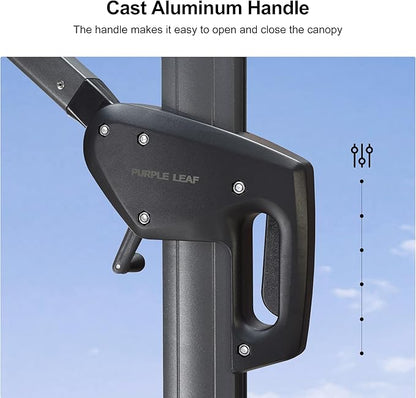 PURPLE LEAF 10 Feet Patio Umbrella Outdoor Cantilever Square Umbrella Aluminum Offset Umbrella with 360-degree Rotation for Garden Deck Pool Patio Terra