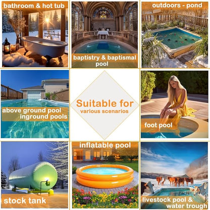 1500W Fully Submersible Electric 120V Immersion Water Heater, Hot Tub Heater, Portable Thermostat for Bathtub, Baptismal, Baptistry, Sap, Inflatable Pool, Above Ground Pool Submersible Water Heater