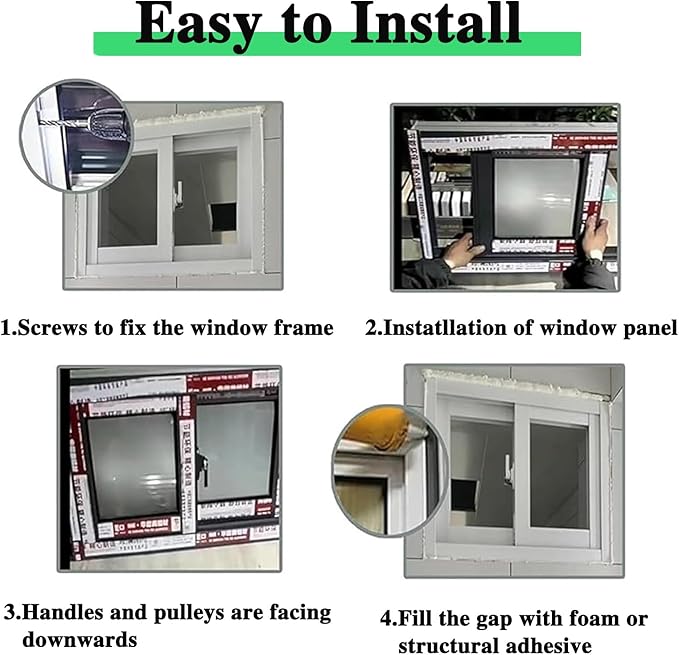 White Horizontal Sliding Shed Window, 26x22in / 66x56cm Small Flush Mount Window, with Tempered Glass and Screen, for Shower, Animal House and Stairway, Vinyl Sliding Window