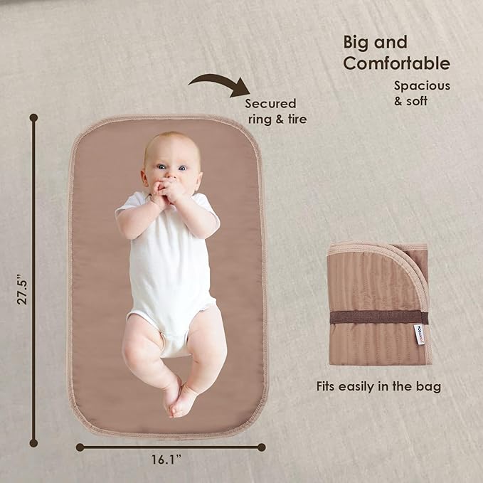 Portable Diaper Changing Pad-Quilted Thicker Waterproof Changing Pad-Change Pad Liner Bed Pad Play Mat-Travel Diaper Changing Pad (Coffee)