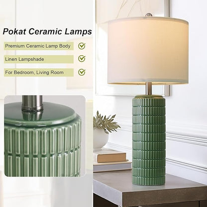 PoKat 27.5" Dark Green Ceramic Table Lamps