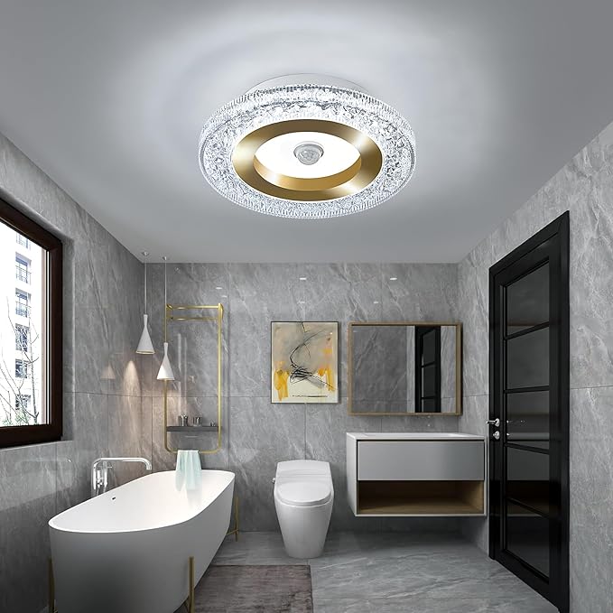 UOFUS Motion Sensor LED Ceiling Light Indoor Wired 7.84inch Gold Flush Mount
