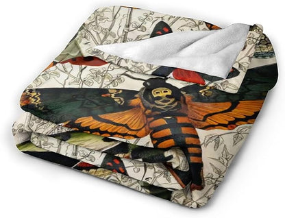 Moths Blanket Throws Moth Gifts Moths Lovers Throw Blanket for Women Men Kids Adults Soft Warm Cozy Fleece Blanket for Couch Sofa Bed 60"x50"