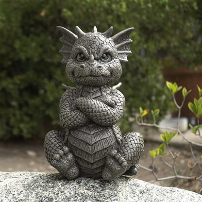 Pacific Giftware Garden Dragon Angry Outdoor Statue, 10.25-inch Height, Outdoor Decoration