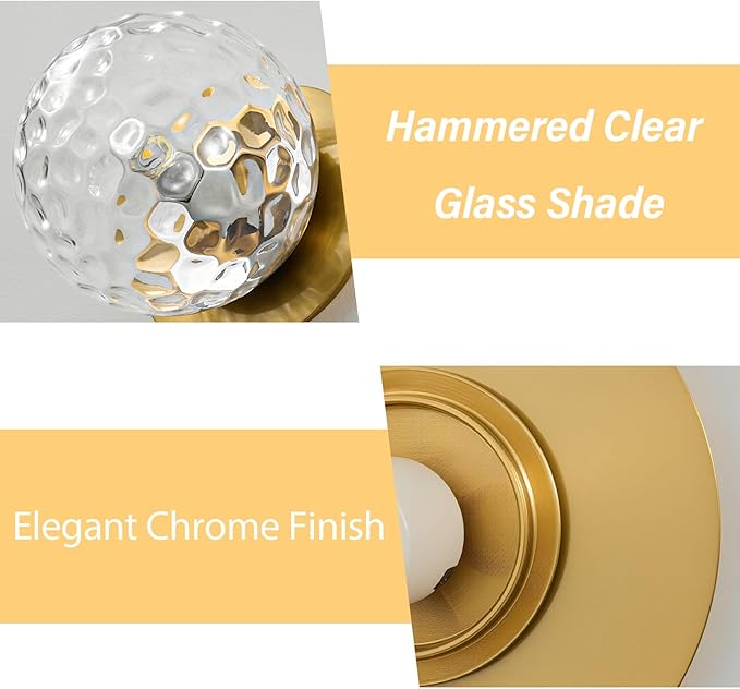 Modern Glass Globe Wall Sconce: Gold Spherical Sconces Light
