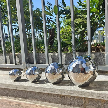 304 Stainless Steel Gazing Ball Sculptures Diamond Decoration Mirror Hollow Metal Ball Ornament Statues Gazing Globe for Home Garden (8 inch)