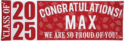 Let's Make Memories Personalized Graduation Banner Class of 2025 - Graduation Party Decorations - Congratulations Banner - Indoor/Outdoor Vinyl - Best in Class - Red - 6 ft.