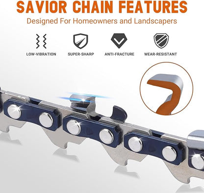 Savior 3PC 10 Inch Pole Saw Chain for Stihl 71PMM3 56, 1/4" Pitch .043" Gauge 56 Drive Links Chainsaw Chain for MSA120 C-B, 10" Pole Saw Chain for EGO PS1000 / PS1001 / PSX2510 10-Inch 56V Pole Saw