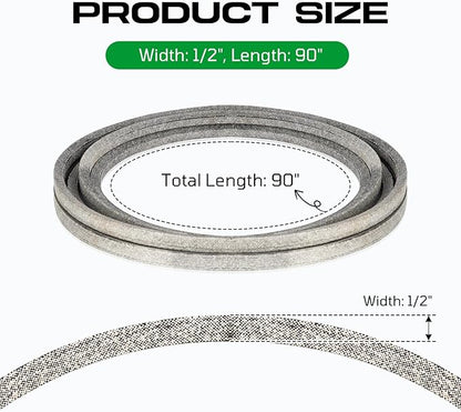 Lawn Mower Deck/Drive Belt 1/2" x 90" fit for John Deere M82718, AYP/Husqvarna/Craftsman 125907 125907X 532125907 105732X, Simplicity 1666698SM 1716854SM1666698, MTD 754-04122 954-04122