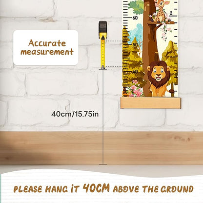 Personalized Name Height Chart for Kids, Kids Growth Chart for Wall, 59" X 7.9" Canvas Removable Height Chart Measuring Ruler for Kids & Baby(Painted Tree House）