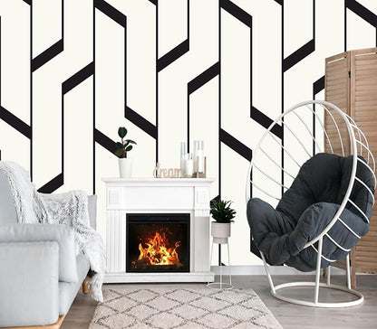 XMPMBM-Black Textured backsplash Large Decorative Geometrical Wallpaper Bedroom Bathroom Wall Mural- W 132" X H 92"（93 Square Foot）
