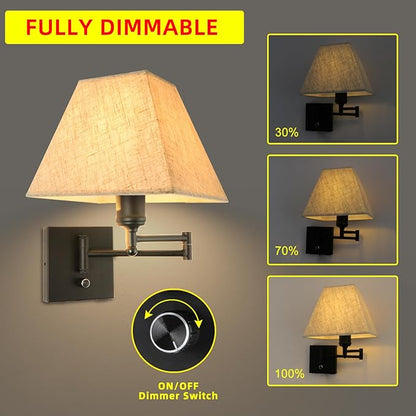 13" Modern Swing Arm Wall Lamp Plug in Wall Sconce