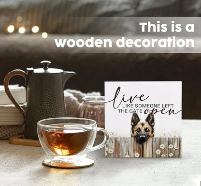 Live like Someone Left the Gate Open Belgian Malinois Wooden Signs,Farm Cottagecore Animal Office Kitchen Bedroom Decor,Rustic Farmhouse Home Decor Signs,Belgian Malinois Gifts for Women