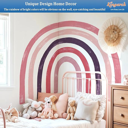 Large Boho Rainbow Wall Decals, Colorful Peel and Stick Fabric Nursery Wall Decor, Removable Home Room Wall Decor Murals Stickers for Kids Girls Toddler Bedroom Living Room Playroom