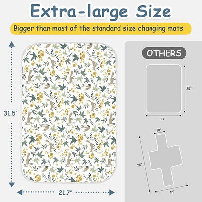 Baby Diaper Changing Pad – 31.5" x 21.5" Extra Large Waterproof Absorbent Portable Changing Mat, Reusable Changing Pad Liner for Travel or at Home Use(Fox)