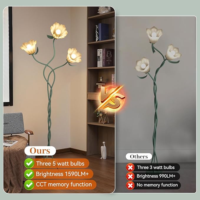 Vintage 3 Heads Flower Floor Lamp