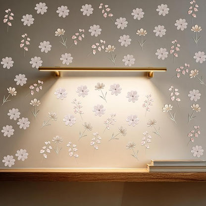 28Pcs Boho Floral Wall Decor Decals, Removable Pink Watercolor Wildflower Stickers for Nursery, Girls Room, Dorm and Headboard Art