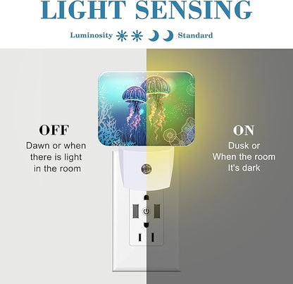 Glowing Jellyfish in Deep Sea Night Light