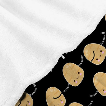 Custom Flannel Blanket with Text Cute Kawaii Potato with Name Customized Blankets Warm Unique Personalized Throw Souvenirs Gift of Love 60”×50” Medium for Teen