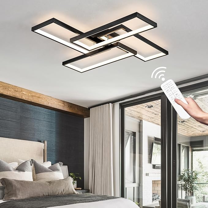 Modern LED Ceiling Lights for Bedroom 26" Dimmable Square Ceiling Lights for