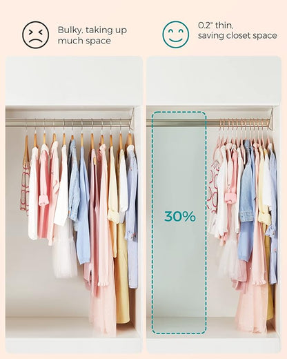 SONGMICS Baby Kids Hangers 50 Pack for Closet, 11.8 x 8.1 Inches, Rose Gold 360° Swivel Hooks, Space-Saving Clothes Velvet Hangers for Nursery, Non-Slip, Jelly Pink UCRF027P01