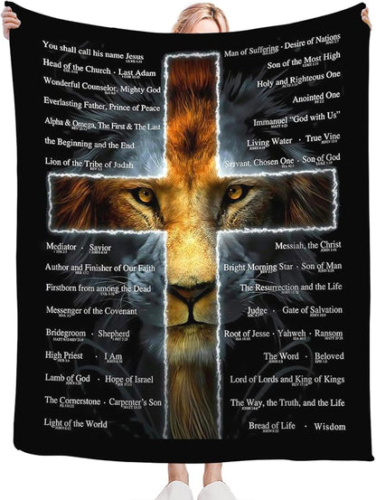 Tijuboni Christian Lion Throw Blanket Religious Gifts for Women Men Girls Boys Kids Adults Soft Flannel Fleece Blanket for Couch Sofa Bed Home Decor 50"x60"