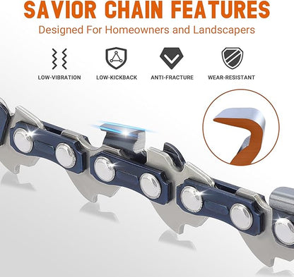 Savior 14 Inch Chainsaw Bar and S50 Chain Combo, 3/8"LP Pitch .050" Gauge 50 Drive Links Replace Oregon 105667 140SDEA074 Bar, Fit Stihl MS170, MS180, MS180C and More(3 Chains + 1 Bar)
