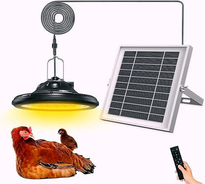 Solar Chicken Coop Light with Timer, Outdoor Solar Pendant Lights IP66 Waterproof & 16.4ft Cord, 3-Color Dimmable Shed Lights for Sheds, Chicken Coop, Farm, Stables