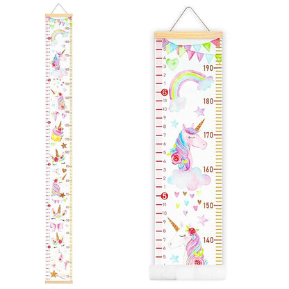 Mibote Baby Growth Height Chart Handing Ruler Wall Decor for Kids, Canvas Removable Height Growth Chart 79" x 7.9" (Unicorn)