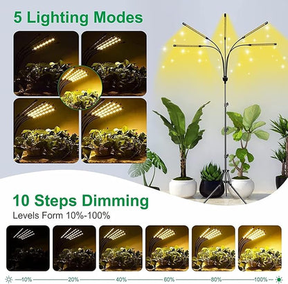 5-Head Adjustable LED Lights, Full Spectrum Grow Lamp