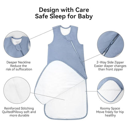 BubblePanda Rayon Made from Bamboo Sleep Sack 6-12 Months 0.5 Tog Soft Lightweight Toddler Sleep Sack for Babies 2-Way Zipper Wearable Blanket Baby 6 Months