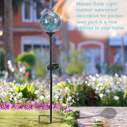VCUTEKA Solar Lights - Outdoor Decorative Mosaic Solar Garden Light Waterpoof LED Pathway Stake Light for Landscape Lawn Patio Yard Decoration, 1 Pack
